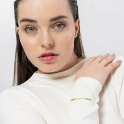 Pulsera de Plata de Ley 925 y Cristal Verde acabada en oro amarillo 18K - Vados