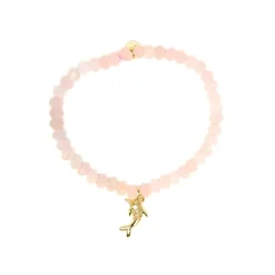 Pulsera de Plata de Ley 925 y Cuarzo Rosa acabado en oro amarillo 18k - Yifaw