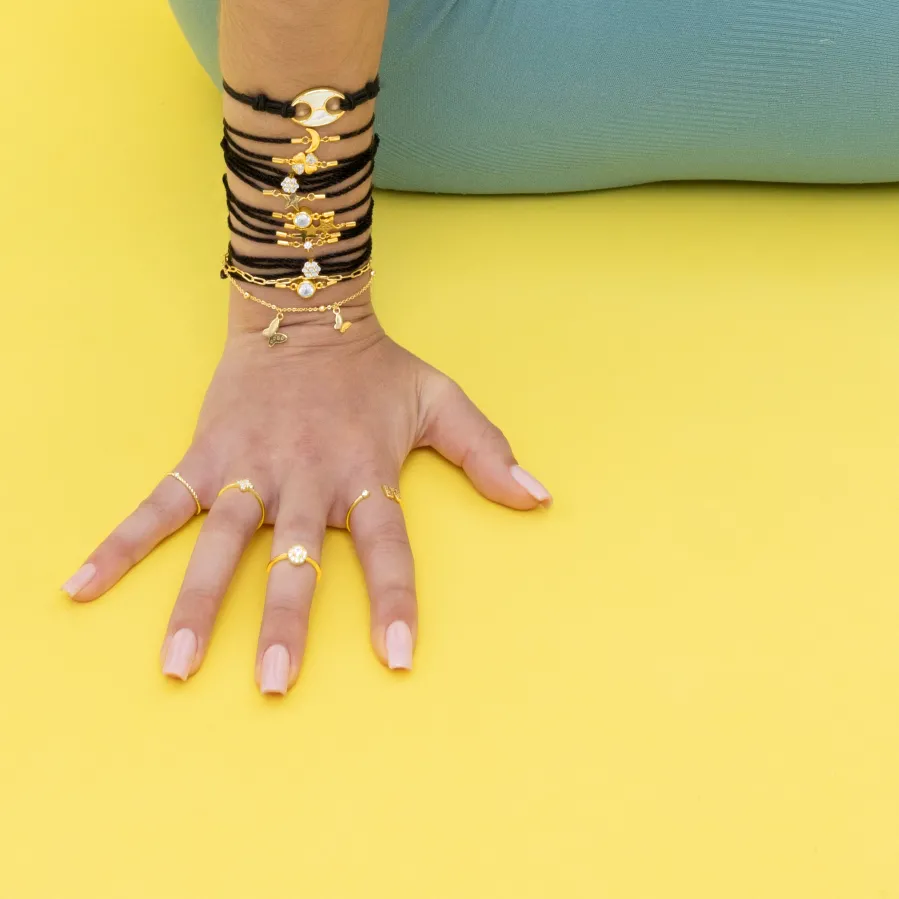 Pulsera de Plata de Ley 925 y Circonita Brillante acabada en oro amarillo 18K - Abresh