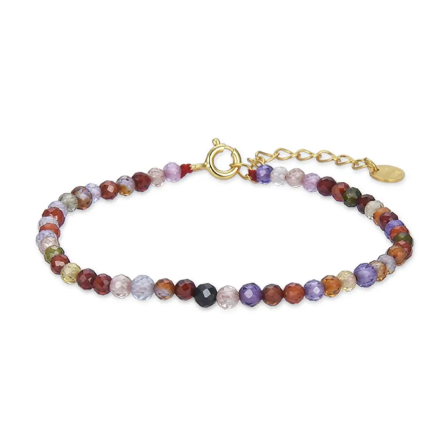 Pulsera de Plata de Ley 925 con Cristal Multicolor acabada en oro amarillo 18K - Ufela