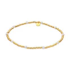 Pulsera de Plata de Ley 925 y Lacado Blanco acabado en oro amarillo de 18k - Fahkia
