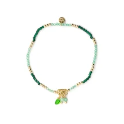 Pulsera de Plata de Ley 925 y Cristal Verde acabado en oro amarillo de 18k - Ilkan