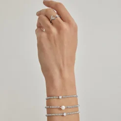 Pulsera de Plata de Ley 925 con Perla Blanca acabada en rodio - Nakuru