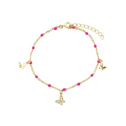 Pulsera de Plata de Ley 925 y Lacado Rosa acabado oro amarillo de 18k - Zumre