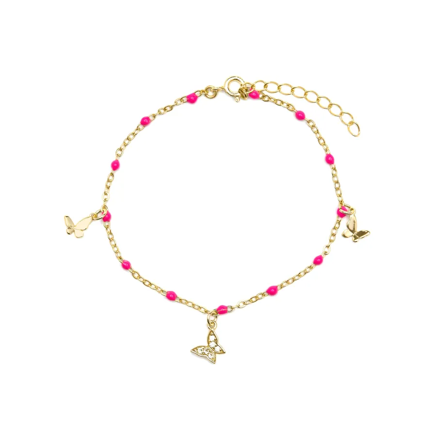 Pulsera de Plata de Ley 925 y Lacado Rosa acabado oro amarillo de 18k - Zumre