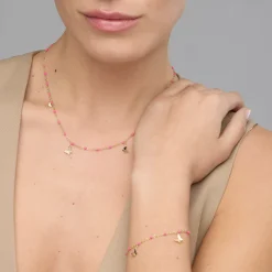 Pulsera de Plata de Ley 925 y Lacado Rosa acabado oro amarillo de 18k - Zumre