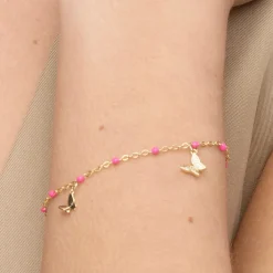 Pulsera de Plata de Ley 925 y Lacado Rosa acabado oro amarillo de 18k - Zumre