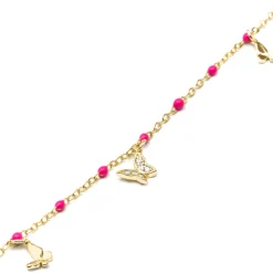 Pulsera de Plata de Ley 925 y Lacado Rosa acabado oro amarillo de 18k - Zumre