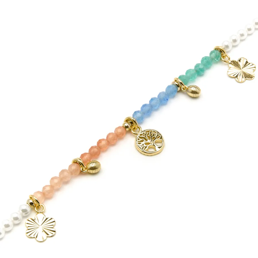 Pulsera de Plata de Ley 925 y Cristal Multicolor acabado oro amarillo de 18k - Kedril