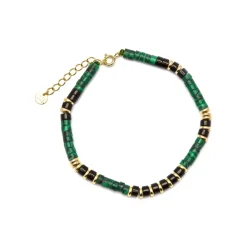 Pulsera de Plata de Ley 925 y Malaquita acabado oro 18k - Ilmina