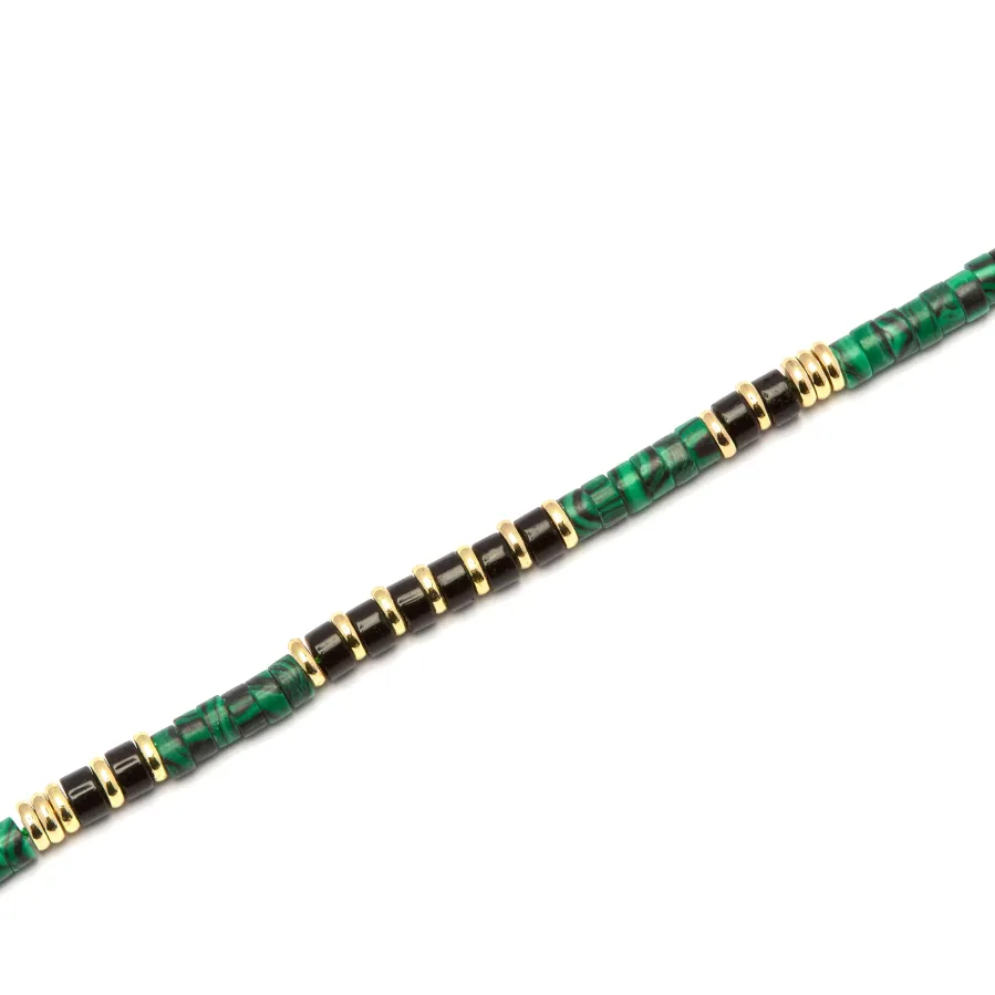 Pulsera de Plata de Ley 925 y Malaquita acabado oro 18k - Ilmina