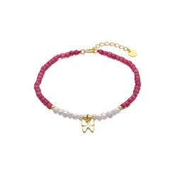 Pulsera de Plata de Ley 925 y Perla Blanca acabado oro amarillo de 18k - Gama