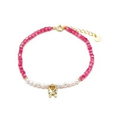 Pulsera de Plata de Ley 925 y Perla Blanca acabado oro amarillo de 18k - Gama