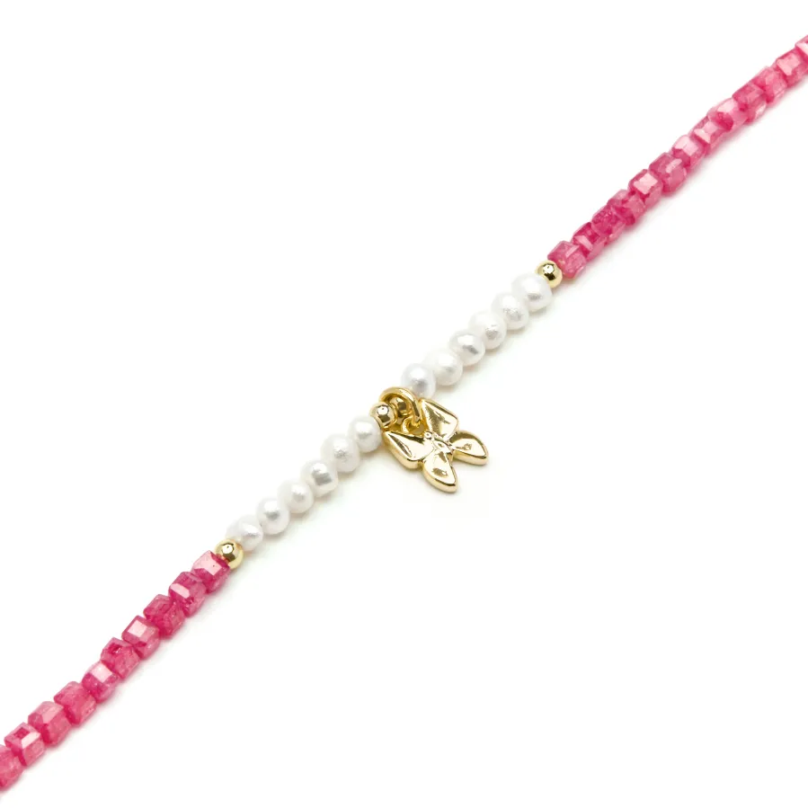 Pulsera de Plata de Ley 925 y Perla Blanca acabado oro amarillo de 18k - Gama