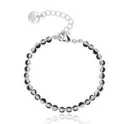 Pulsera de Plata de Ley 925 con Cristal Negro acabada en rodio - Lailai