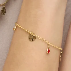 Pulsera de Plata de Ley 925 y Circonita Multicolor acabado oro amarillo de 18k - Shapio