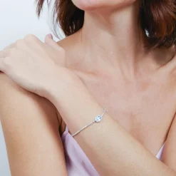 Pulsera de Plata de Ley 925 y Circonita Azul acabado en rodio - Simder