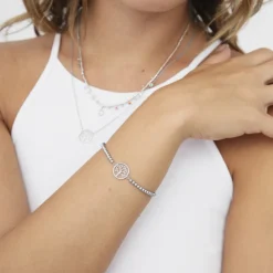 Pulsera de Plata de Ley 925 con Circonita Brillante acabada en rodio - Arbol Vida