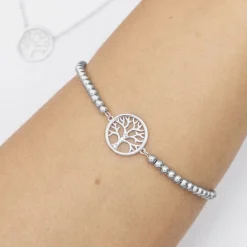 Pulsera de Plata de Ley 925 con Circonita Brillante acabada en rodio - Arbol Vida