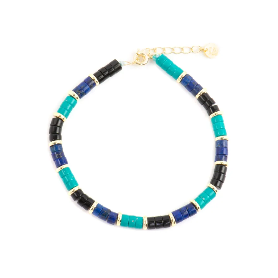 Pulsera de Plata de Ley 925 y Turquesa acabado oro amarillo de 18k - Bathim