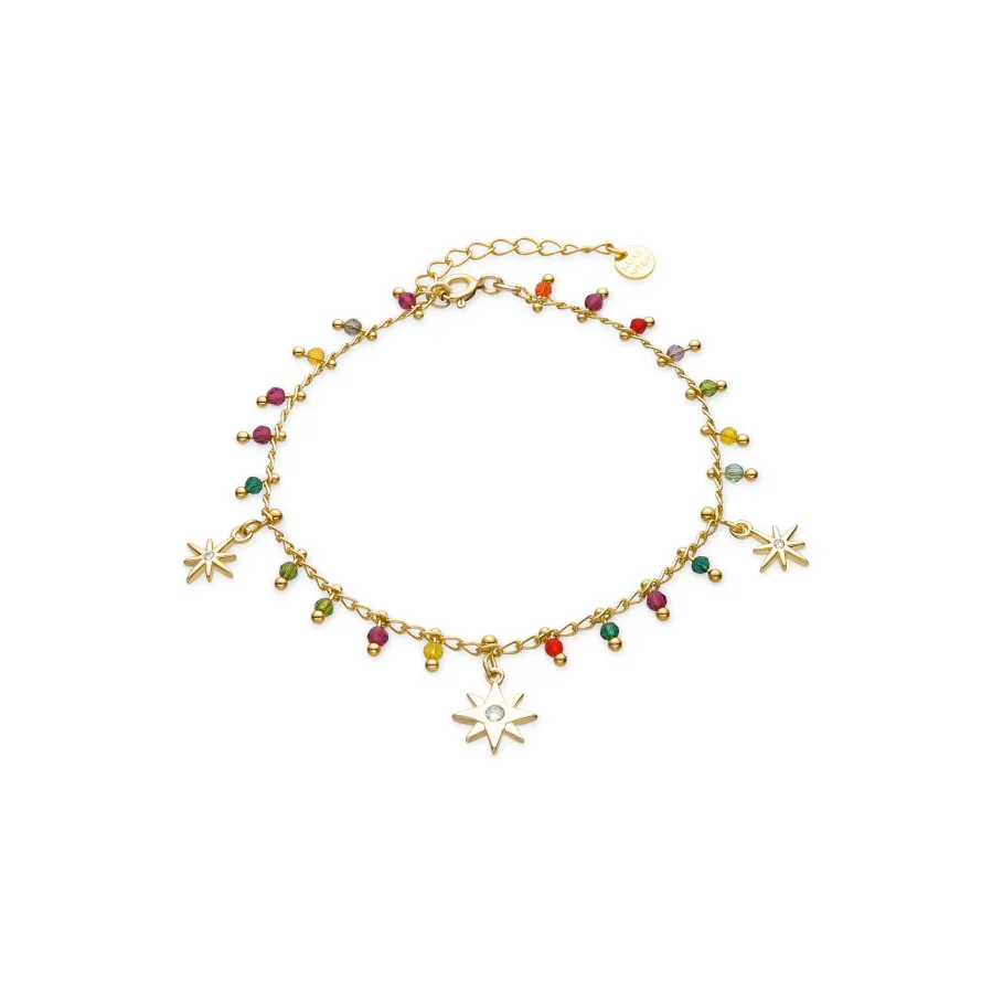 Pulsera de Plata de Ley 925 y Cristal Multicolor acabado oro amarillo de 18k - Huin