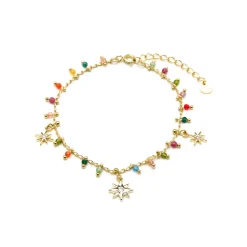Pulsera de Plata de Ley 925 y Cristal Multicolor acabado oro amarillo de 18k - Huin