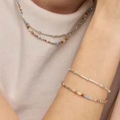 Pulsera de Plata de Ley 925 y Cristal Granate acabado rodio - Lareth