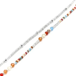 Pulsera de Plata de Ley 925 y Cristal Granate acabado rodio - Lareth