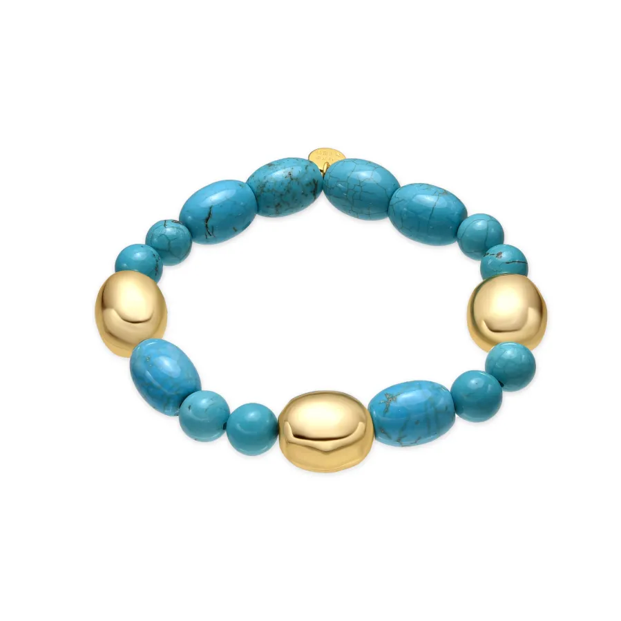 Pulsera de Plata de Ley 925 y Turquesa acabado oro amarillo de 18k Shyra