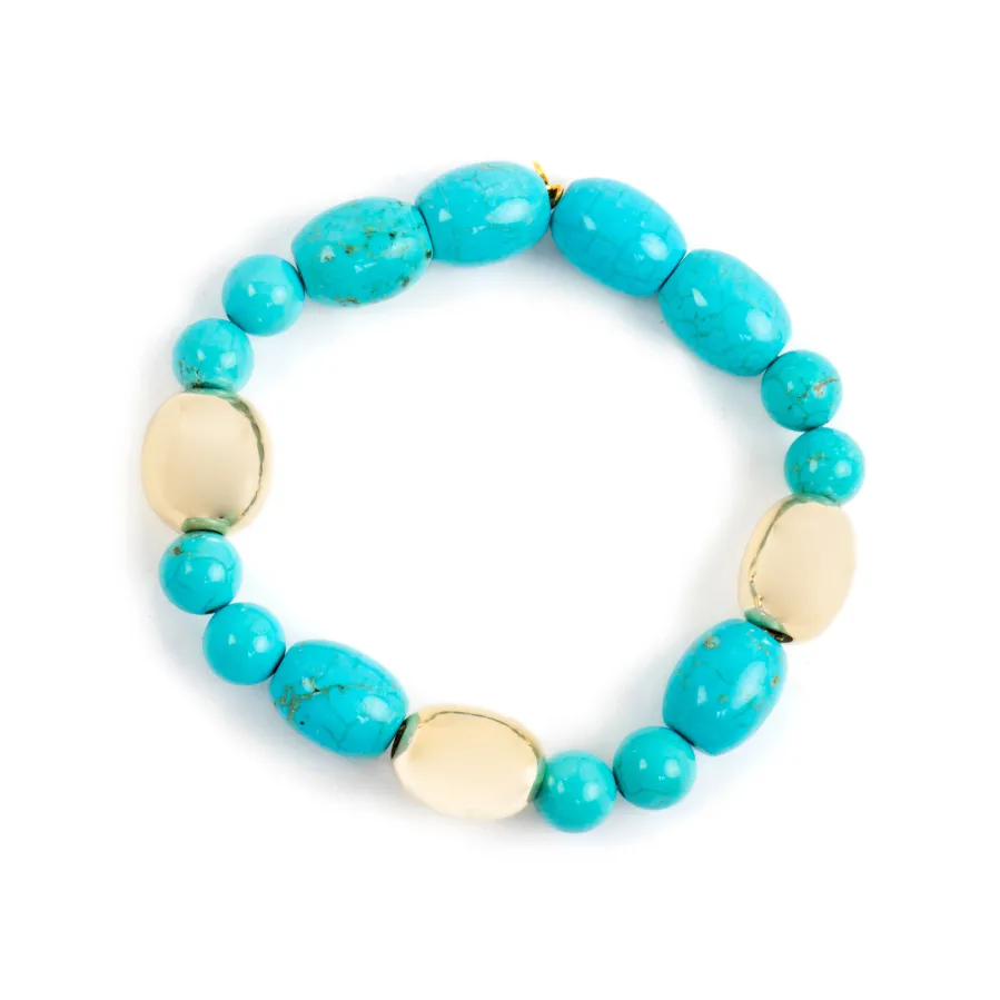 Pulsera de Plata de Ley 925 y Turquesa acabado oro amarillo de 18k Shyra