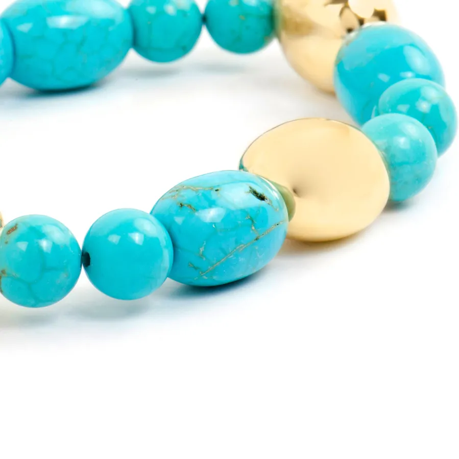 Pulsera de Plata de Ley 925 y Turquesa acabado oro amarillo de 18k Shyra