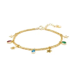 Pulsera de Plata de Ley 925 y Circonita Multicolor acabado en oro amarillo 18k - Itza