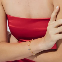 Pulsera de Plata de Ley 925 y Circonita Multicolor acabado en oro amarillo 18k - Itza