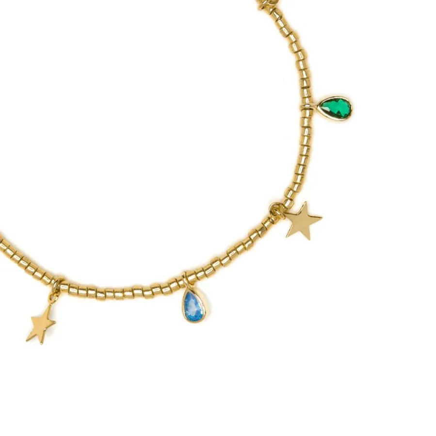 Pulsera de Plata de Ley 925 y Circonita Multicolor acabado en oro amarillo 18k - Itza