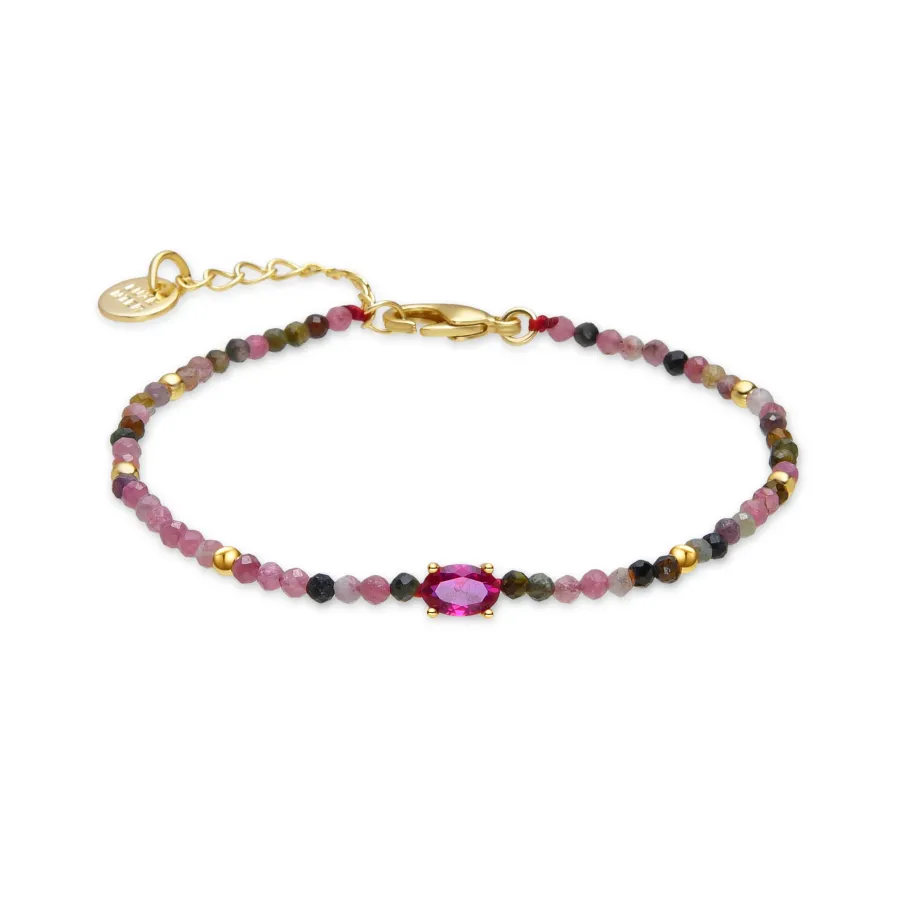 Pulsera de Turmalina Multicolor acabada en oro amarillo 18K - Baim