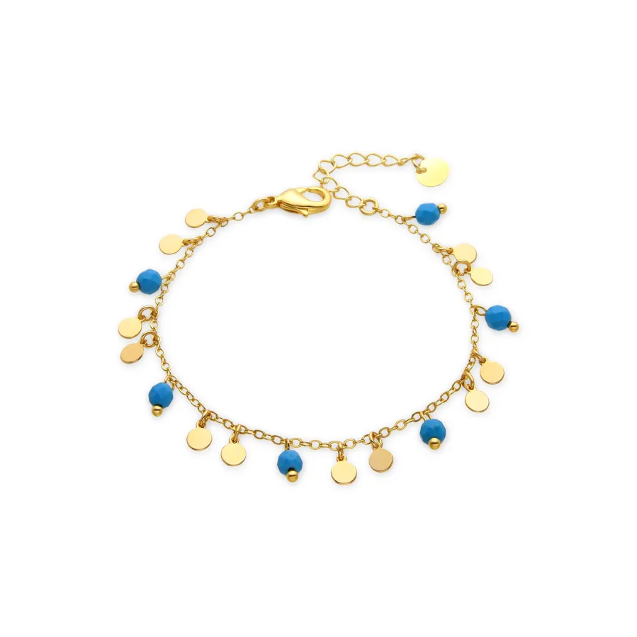 Pulsera de Turquesa acabada en oro amarillo 18K - Fawya