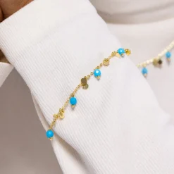 Pulsera de Turquesa acabada en oro amarillo 18K - Fawya