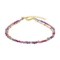 Tobillera de Cristal Morado acabado en oro amarillo de 18K - Miwa