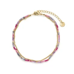 Tobillera de Cristal Morado acabado en oro amarillo de 18K - Miwa